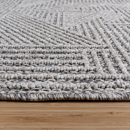 Gertmenian Malini Devyn Charcoal Gray Modern Geometric Tonal Polyester High-Low Indoor Area Rug, 5x8
