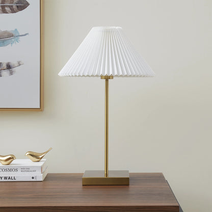 Home Decor Collection Brass Table Lamp with Pleated Shade, 21"H