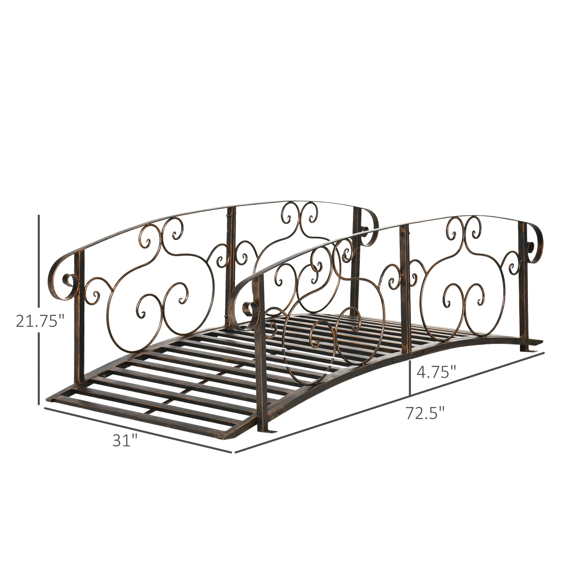 QISHENSHUI 6FT Durable Wooden Garden Bridge - Solid Timber Construction with Sturdy Safety Rails for Stylish Decorative Accents Over Ponds, Streams & Garden Water Features, Bronze