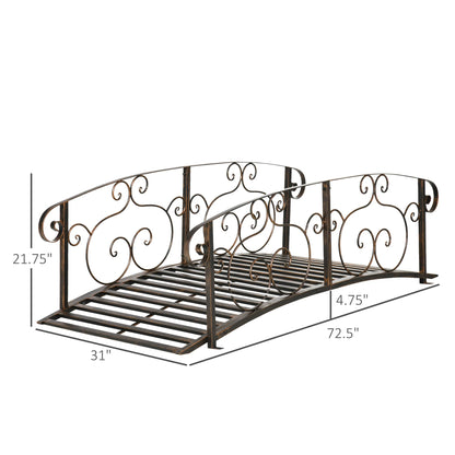 QISHENSHUI 6FT Durable Wooden Garden Bridge - Solid Timber Construction with Sturdy Safety Rails for Stylish Decorative Accents Over Ponds, Streams & Garden Water Features, Bronze