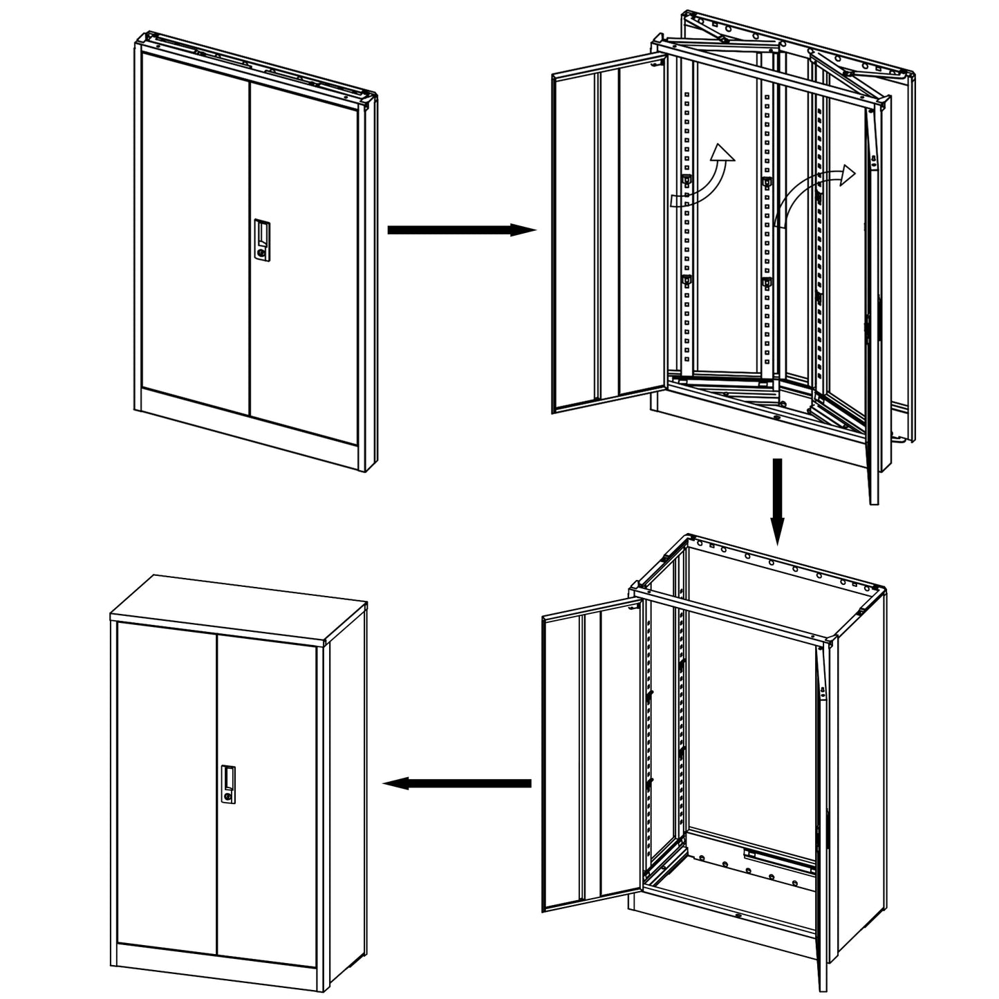 Metal Storage Cabinet with Locking Doors and Adjustable Shelf, 42" Folding Filing Storage Cabinet, Folding Storage Locker Cabinet for Home Office School Garage, White