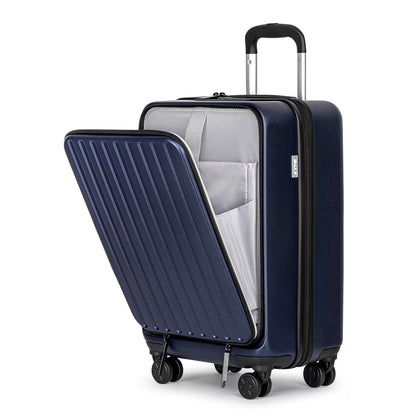 Front Open Carry On Luggage Laptop Compartment 100%PC TSA Lock Spinner Wheels 20" Lightweight Hardside Suitcase