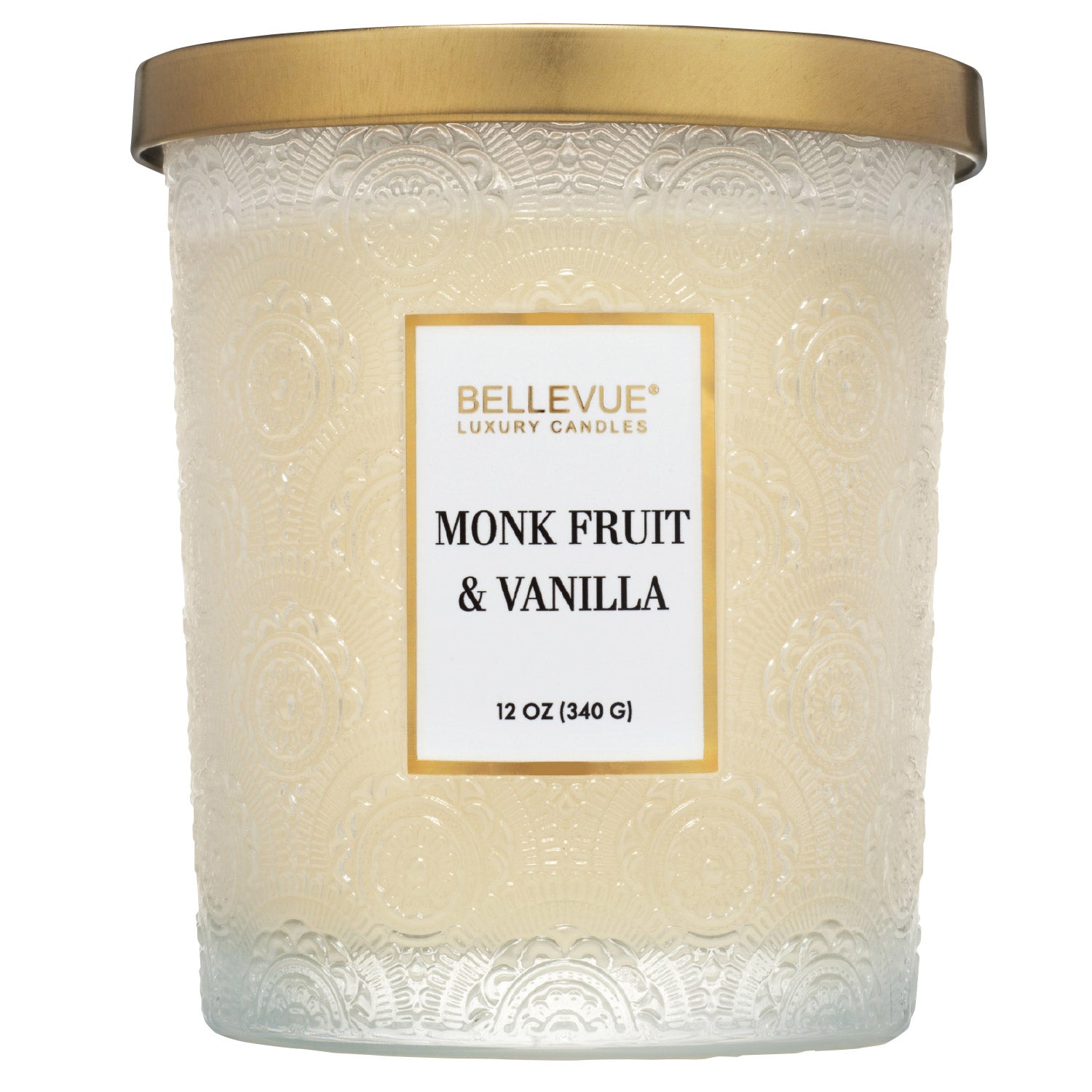 Bellevue Embossed Glass 12 oz. Candle, 4-pack