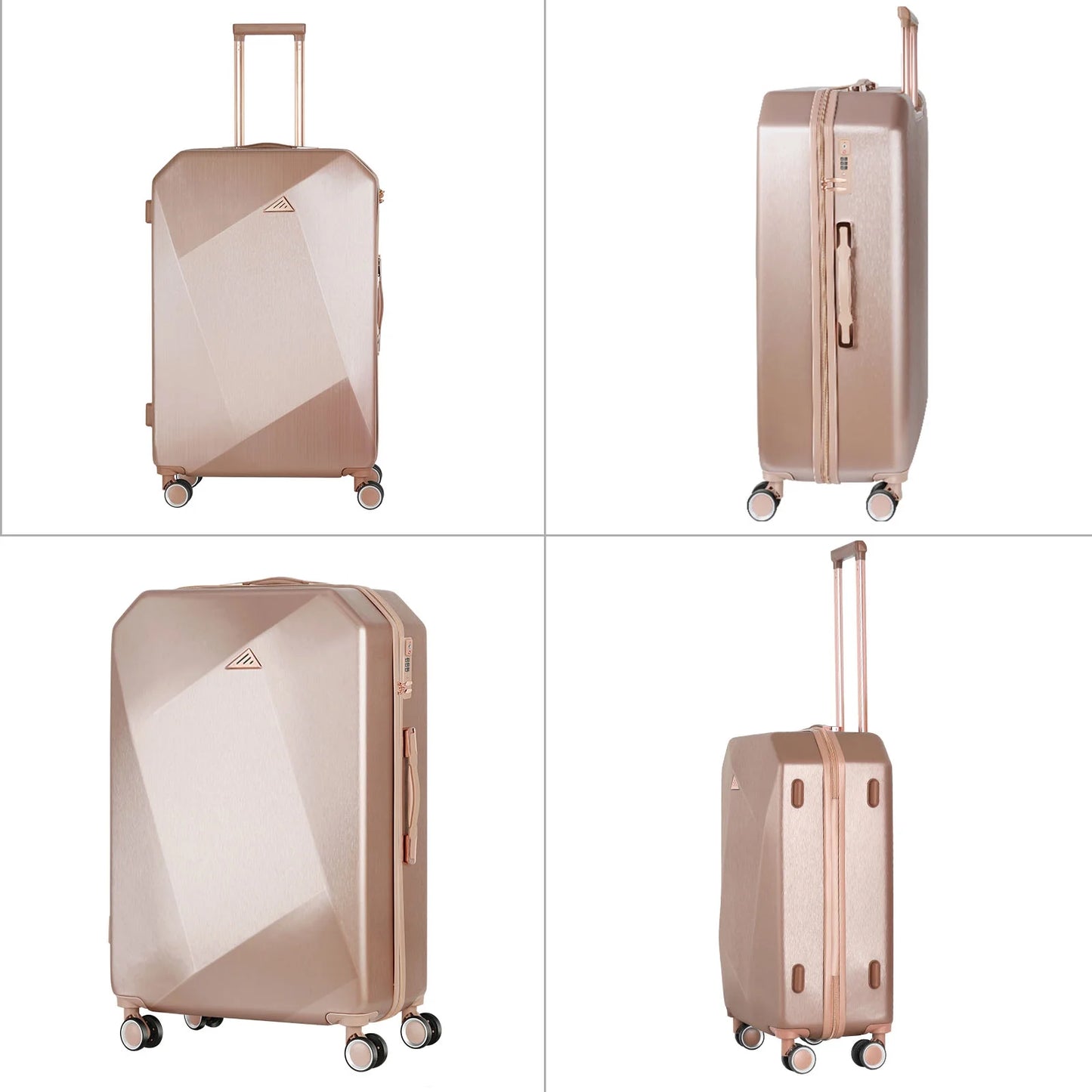 Luggage 3-Pieces Set PC+ABS Durable Suitcase Sets Rose Gold 20"24"28"