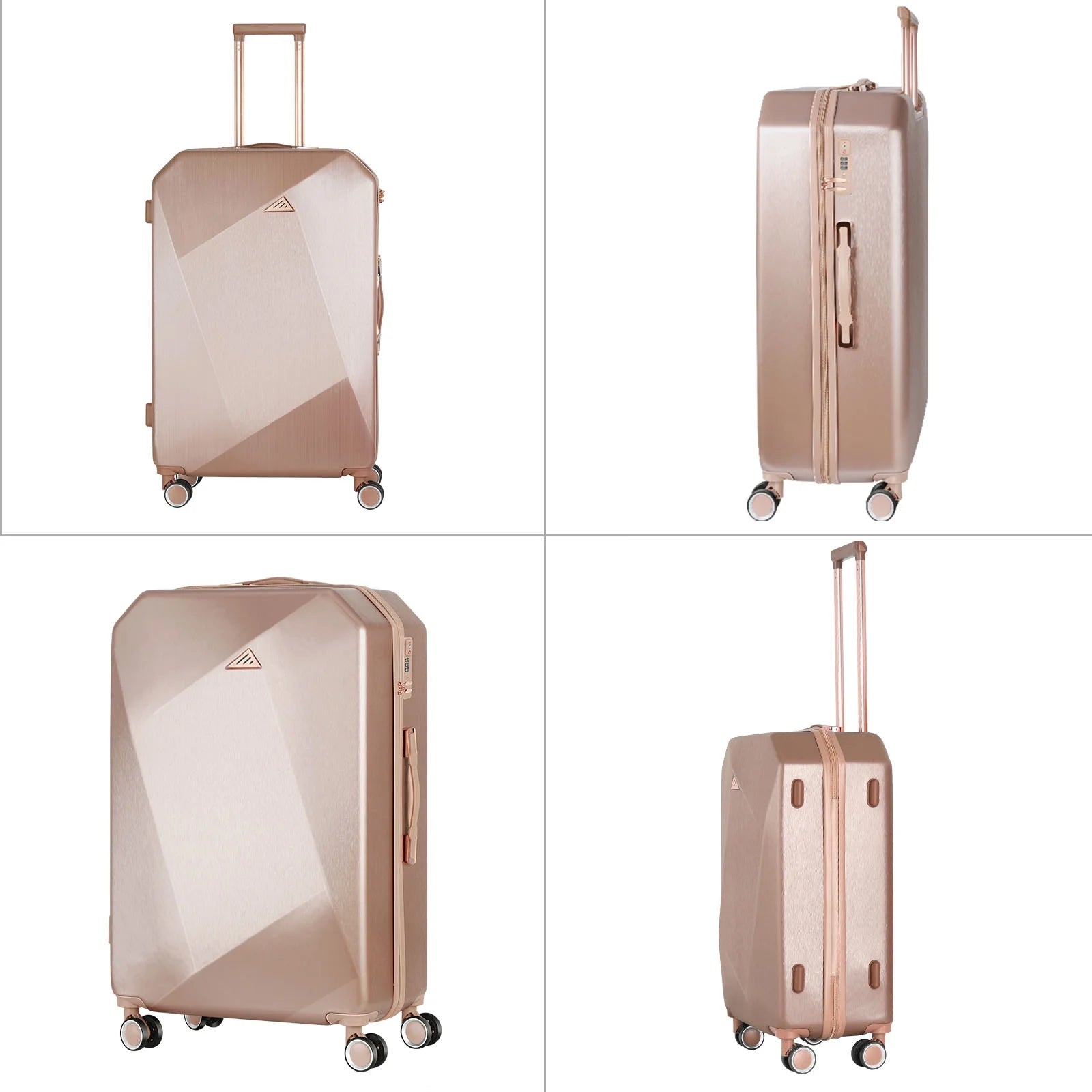 Luggage 3-Pieces Set PC+ABS Durable Suitcase Sets Rose Gold 20"24"28"