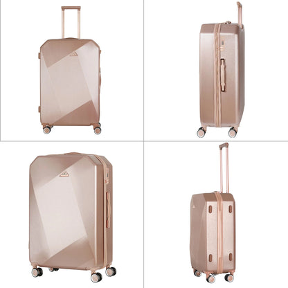 Luggage 3-Pieces Set PC+ABS Durable Suitcase Sets Rose Gold 20"24"28"