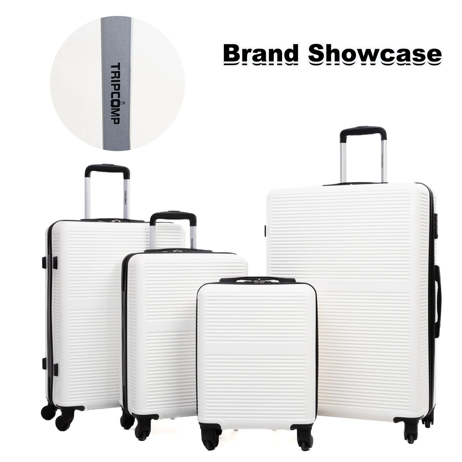 Tripcomp 7-Piece Hardside Luggage Set with TSA Lock Lightweight ABS+PC Suitcase (16/20/24/28 Inch) with 360° Silent Spinner Wheels, Duffel Bag and 2 Packing Cubes (White)