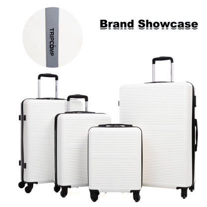 Tripcomp 7-Piece Hardside Luggage Set with TSA Lock Lightweight ABS+PC Suitcase (16/20/24/28 Inch) with 360° Silent Spinner Wheels, Duffel Bag and 2 Packing Cubes (White)