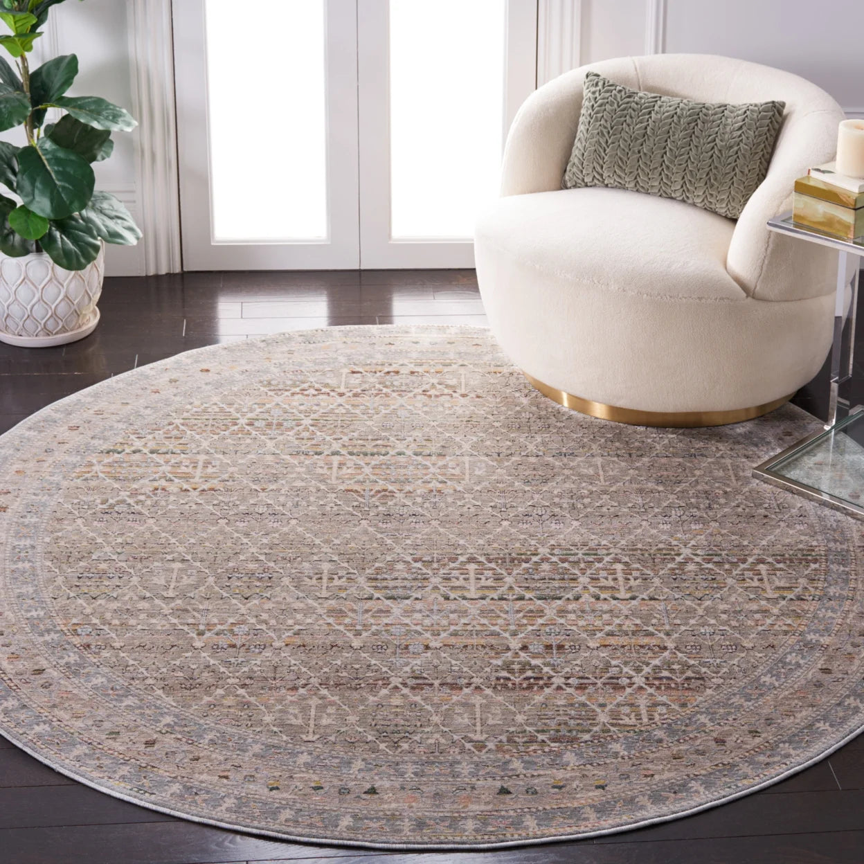 SAFAVIEH Princeton Ema Geometric Area Rug, Ivory/Blue, 8' x 10'
