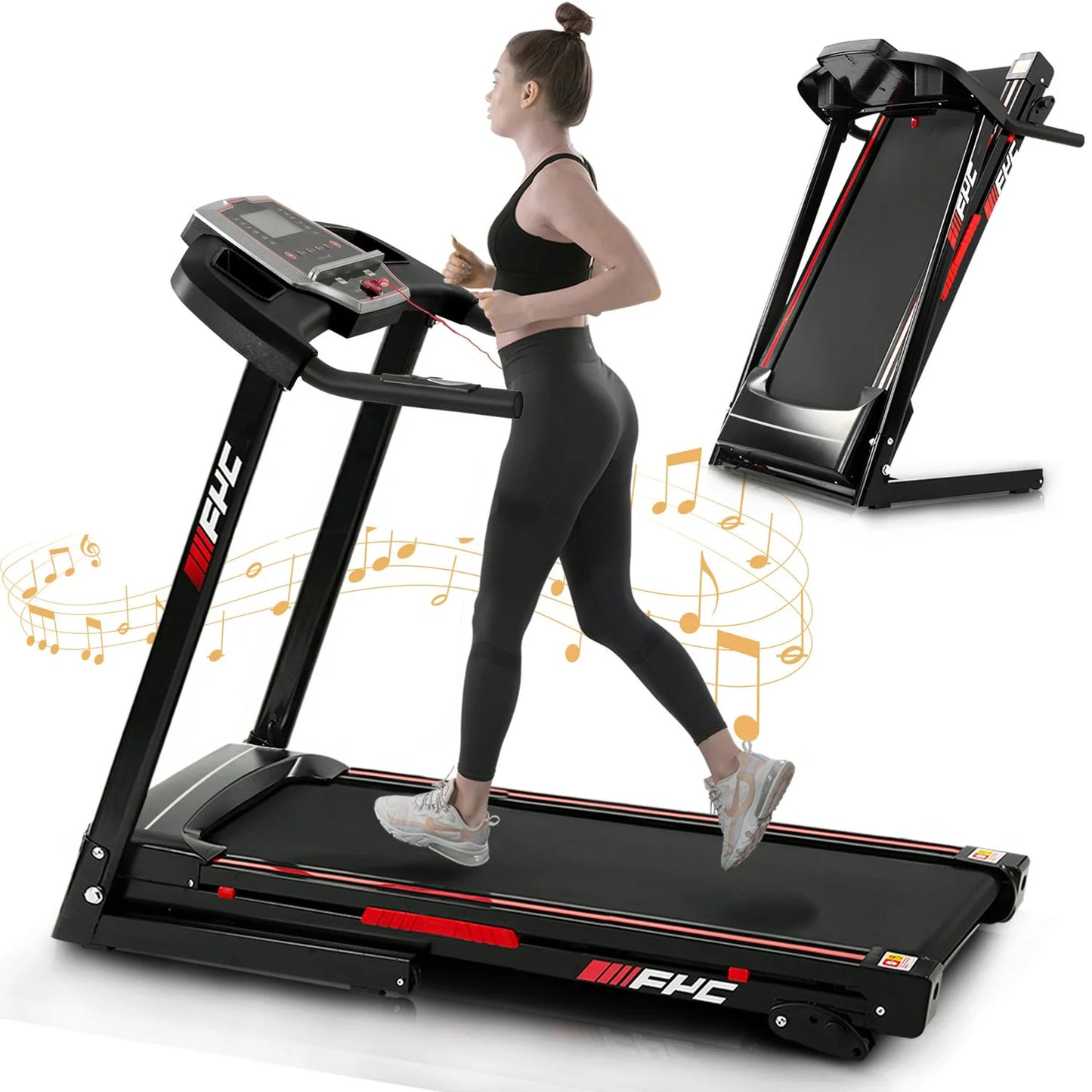 3.5HP 330 LBS Weight Foldable Electric Running Walking Machine with Bluetooth/APP for Home, Fitness Jogging Exercise, Easy Installation and Space Saver for Home Office Gym