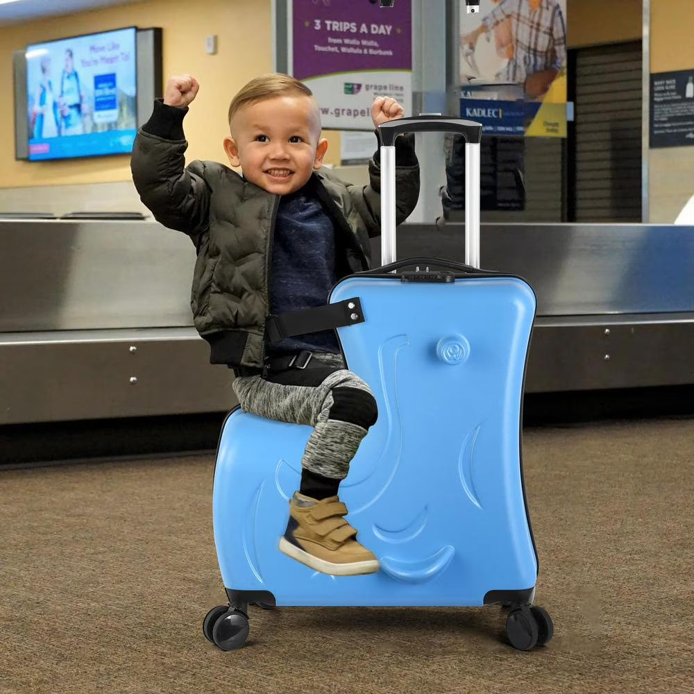 VAHIGCY Kids Luggage, Kids Ride-on Luggage with Spinner Wheels Suitcase, Kid's Ride-On Suitcase Help Your Child Relax, Carry On Trolley Luggage with Password Lock, 20"
