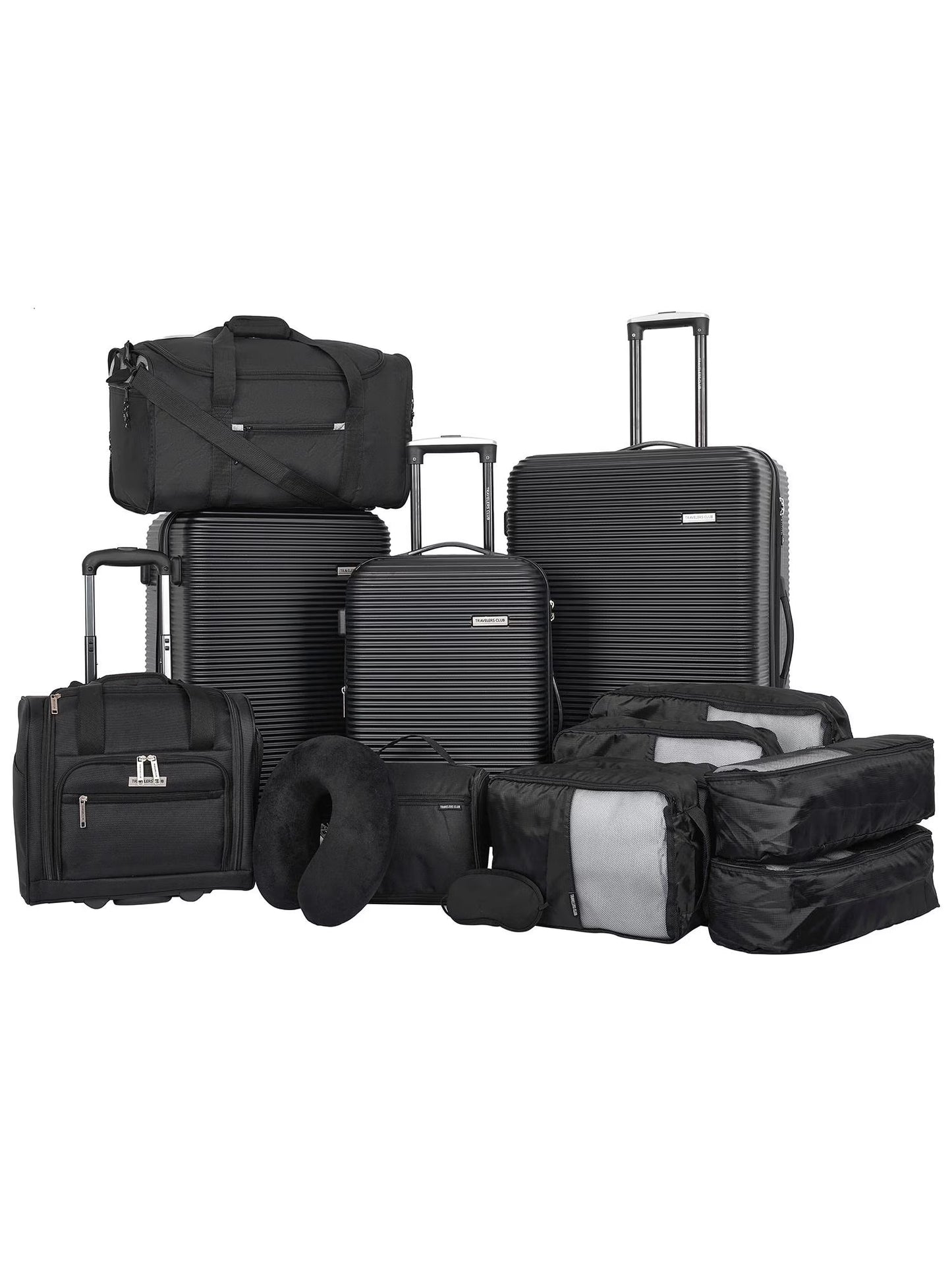Travelers Club 14 Piece Value Travel Luggage Set - Black