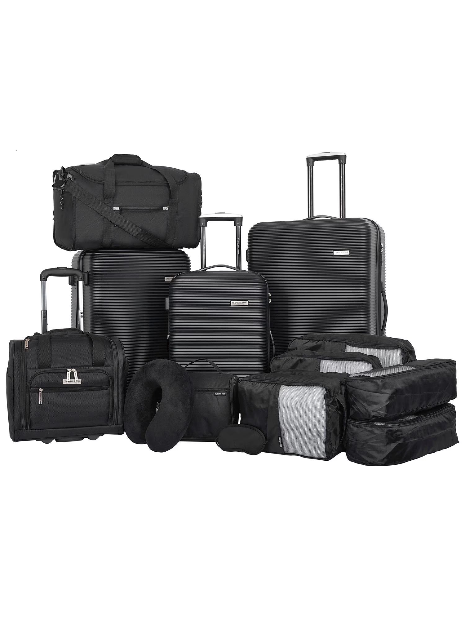 Travelers Club 14 Piece Value Travel Luggage Set - Black