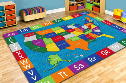 HR Premium Non-Slip USA Alphabet Area Rug for Kids - Educational ABC Design, High-Traction Safety, and Durable Materials