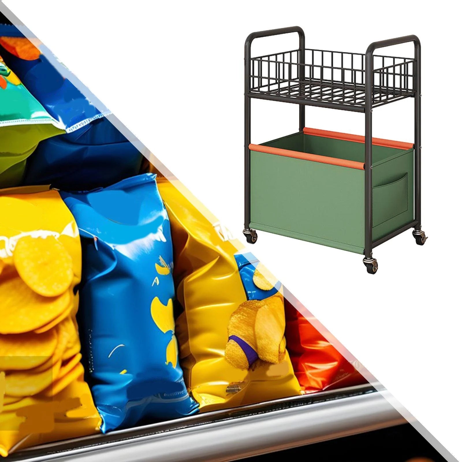 Cuticate 2-tier Rolling Utility Cart Movable Rolling Cart for Nursery Playroom Office Large