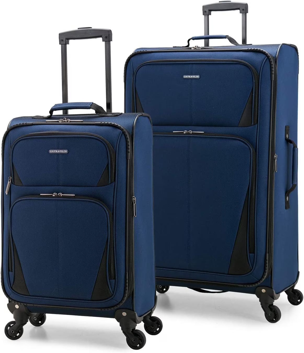 U.S. Traveler Aviron Bay Expandable Softside Luggage Set with Spinner Wheels, Navy, 2-Piece (23/31)