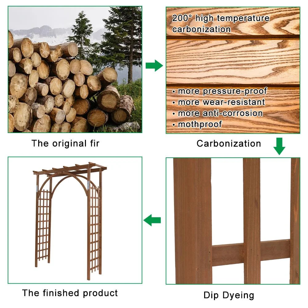 EasingRoom Outdoor Wooden Garden Arbor for Climbing Plants - Dark Brown