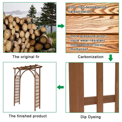 Winado Wooden Garden Arbor Trellis Arch for Plants - Outdoor Archway