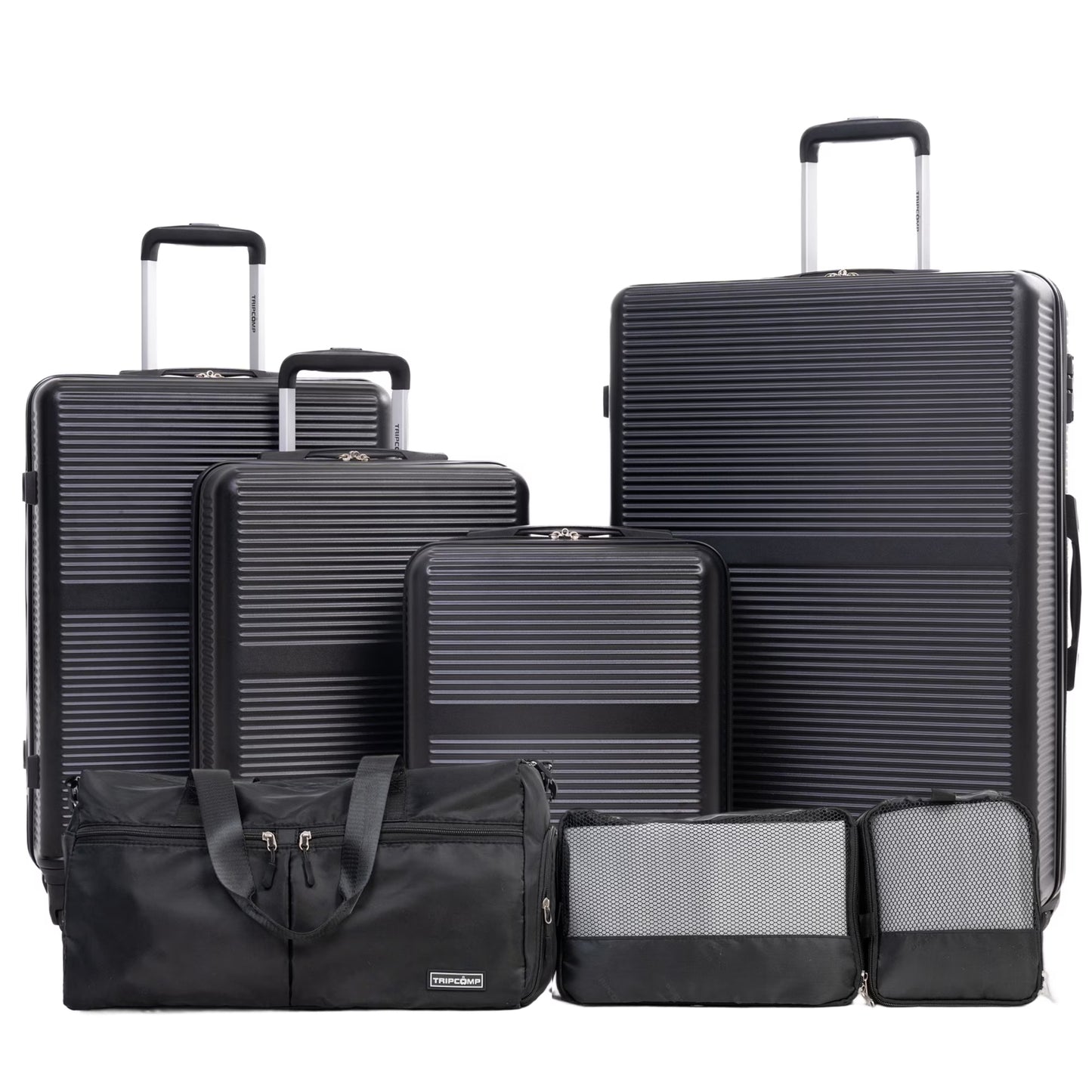 Tripcomp 7-Piece Hardside Luggage Set with TSA Lock Lightweight ABS+PC Suitcase (16/20/24/28 Inch) with 360° Silent Spinner Wheels, Duffel Bag and 2 Packing Cubes (White)