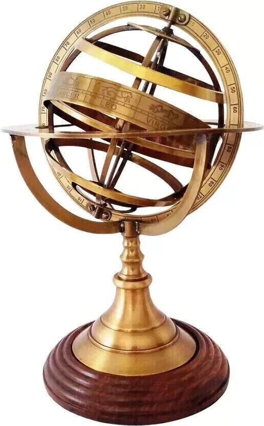12" Nautical Armillary Sphere World Globe Handmade Brass Antique Style | Classic Vintage Decor