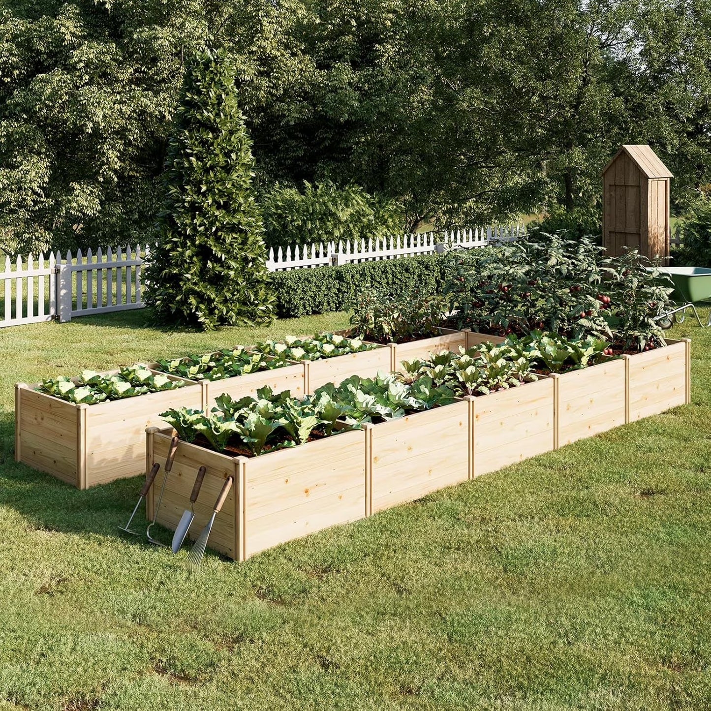 Jocisland Wooden Raised Garden Bed for Outdoor, Deep Large Planter Box for Gardening, Vegetables, Flowers, Herbs8°6°2FT