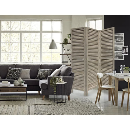 3 Panel Grey Shutter Screen Room Divider