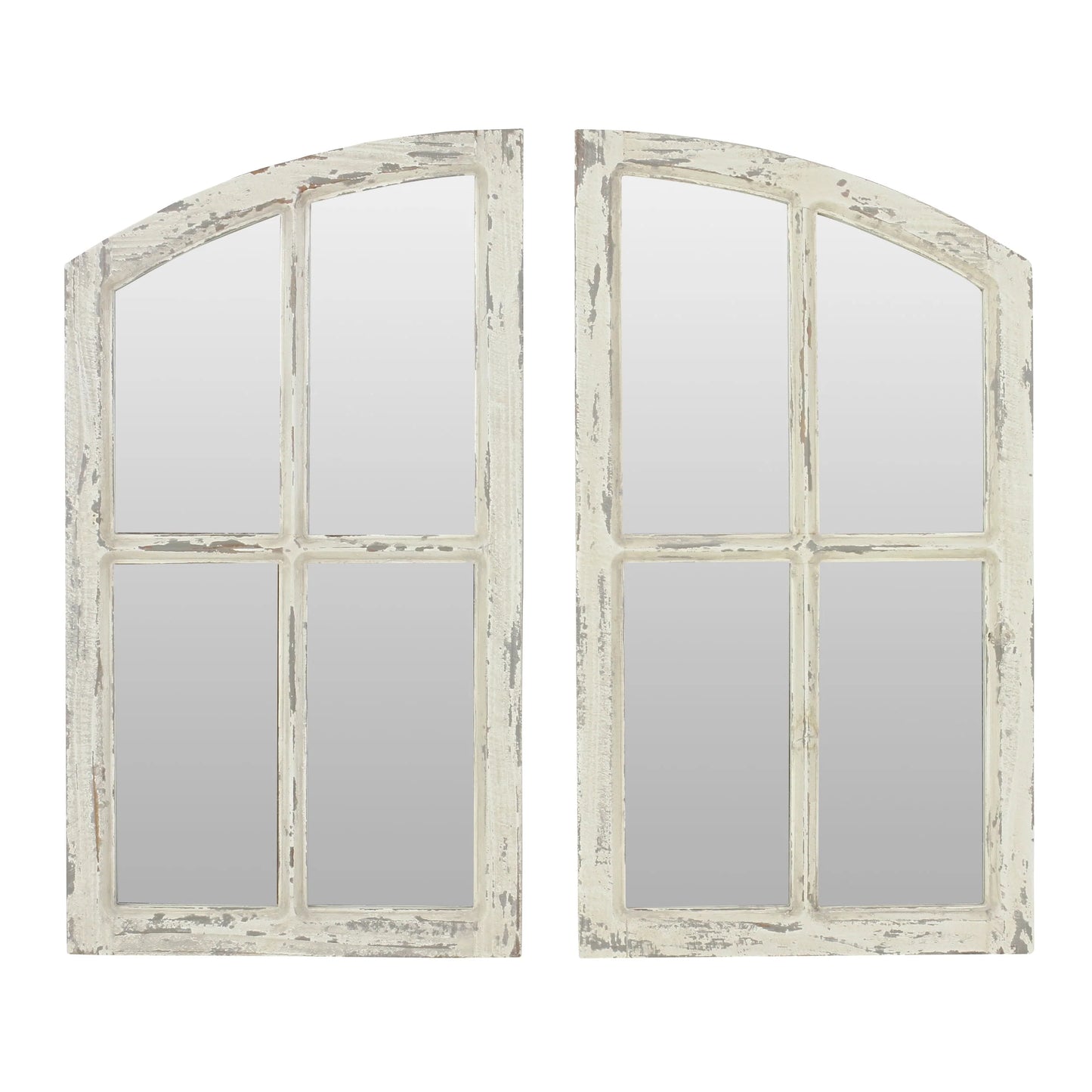 Jolene Arch Window Pane Mirrors Off-White 27" x 15" (Set of 2) by Aspire