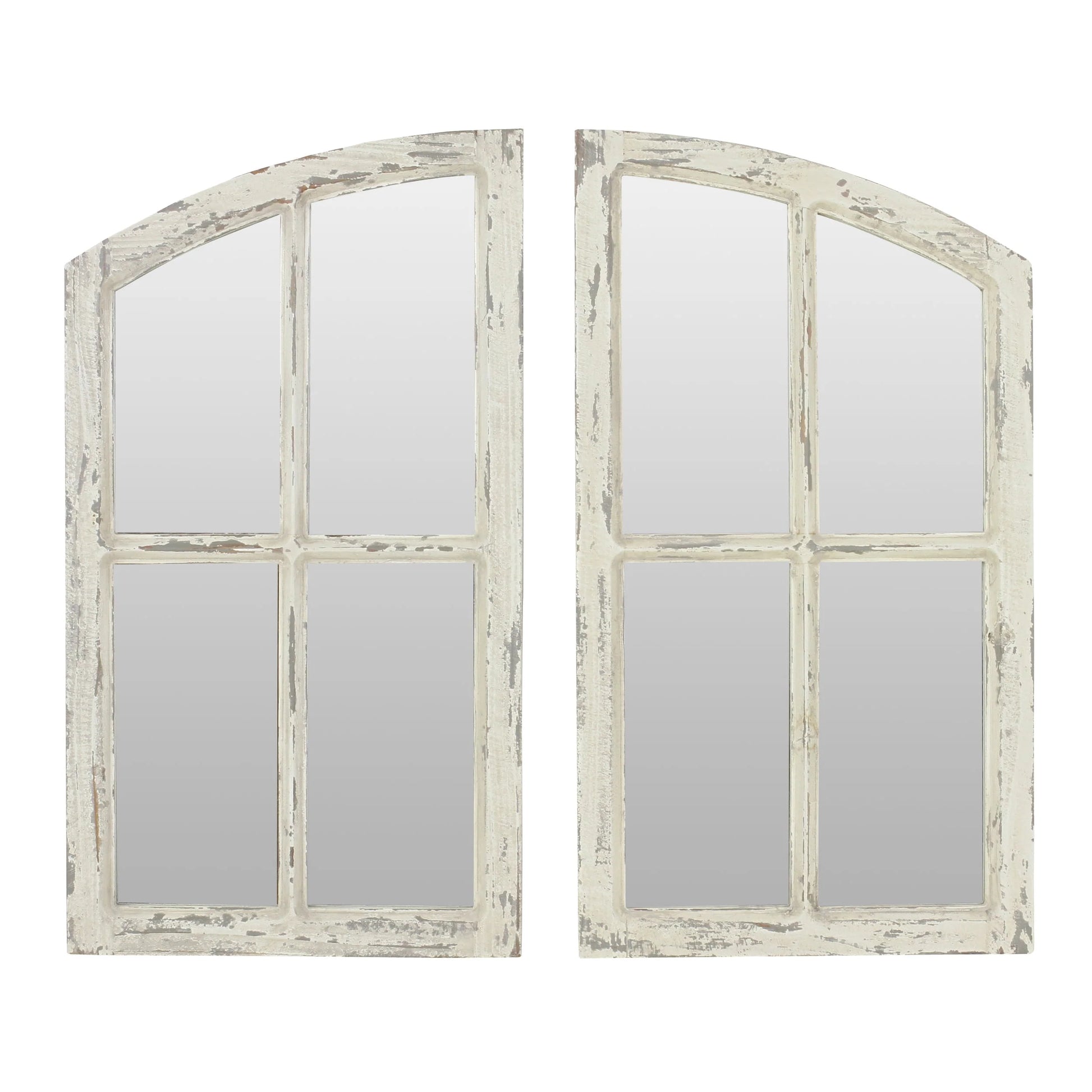 Jolene Arch Window Pane Mirrors Off-White 27" x 15" (Set of 2) by Aspire
