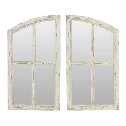 Jolene Arch Window Pane Mirrors Off-White 27" x 15" (Set of 2) by Aspire
