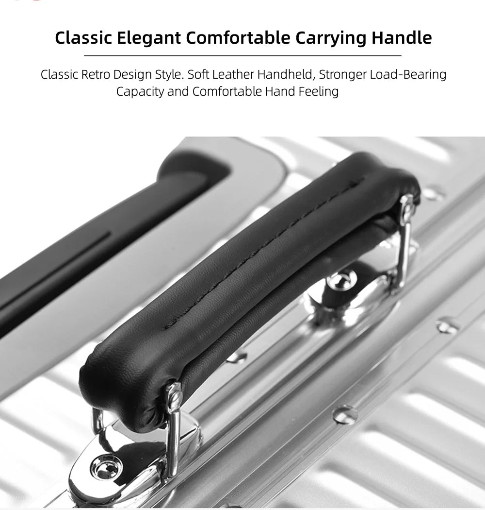 All Aluminum Magnesium Carry on Luggage Airline Approved, Hardside Carry on Suitcase with TSA Lock, Zipperless Luggage Checked Luggage Metal Rolling Luggage for Travel, Business