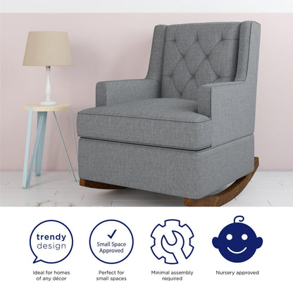 Baby Relax Bennet Transitional Wingback Nursery Rocker Chair. Gray