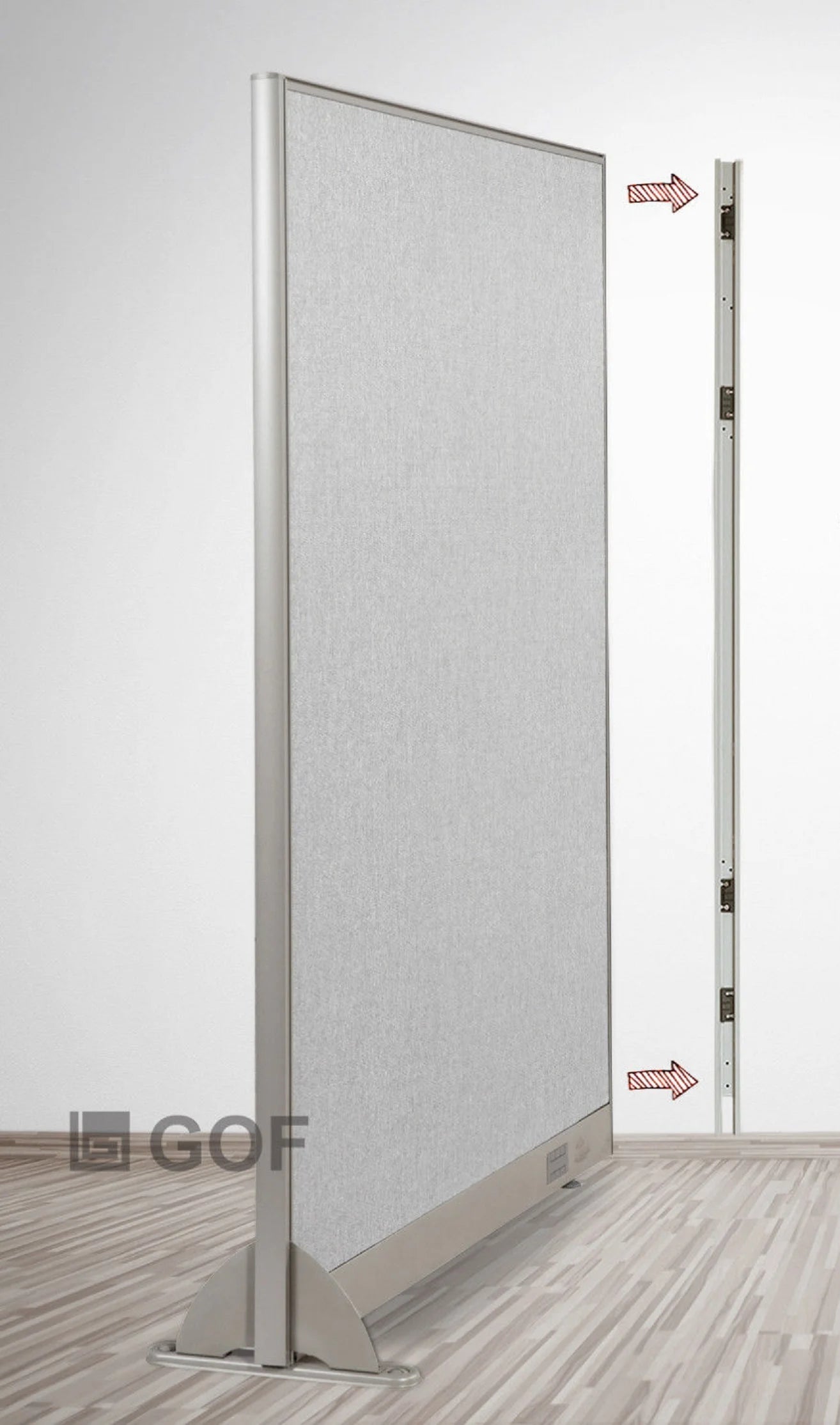 GOF Wall Mounted Office Partition (24”W x 72”H) Privacy Screen, Room Divider, Commercial-Grade Fabric Panels