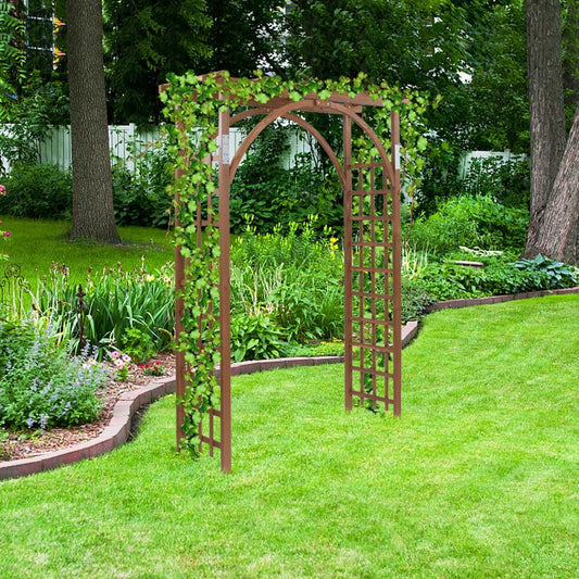 Zimtown Outdoor Wooden Garden Arbor for Climbing Plants - Dark Brown