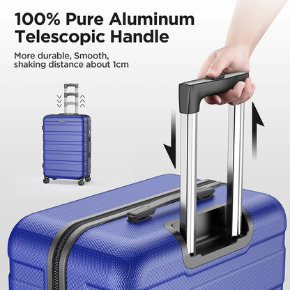 Famistar 4 Piece Luggage Sets ABS Hard Shell Hardside with TSA Lock Lightweight Durable Spinner Wheels Hardside Luggage Suitcase for Travel, 4 Piece -Set Deep Blue