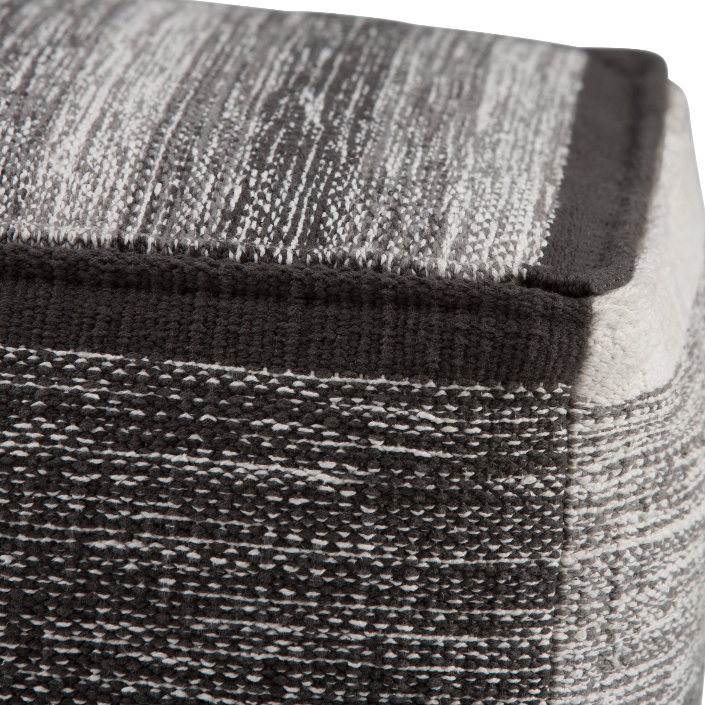 Simpli Home Naya Cube Pouf in Gray Melange Cotton