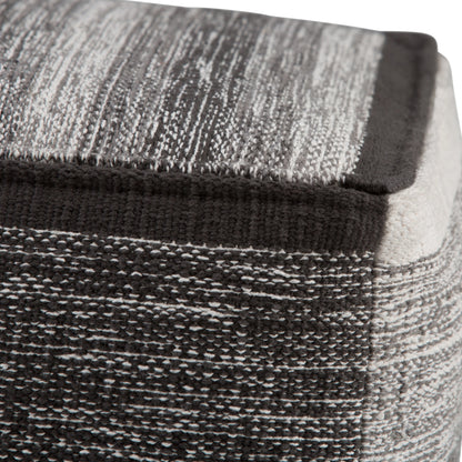 Simpli Home Naya Cube Pouf in Gray Melange Cotton