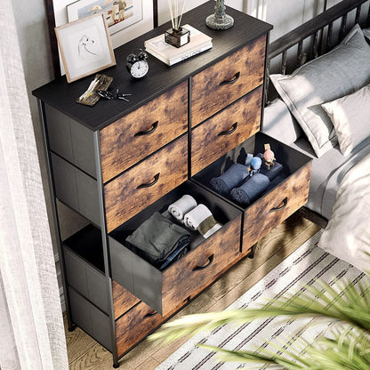 Dextrus Tall 10 Drawer, Fabric Storage Tower-Organizer Unit for Bedroom, Living Room, Hallway, Closets & Nursery Dresser, Rustic Brown