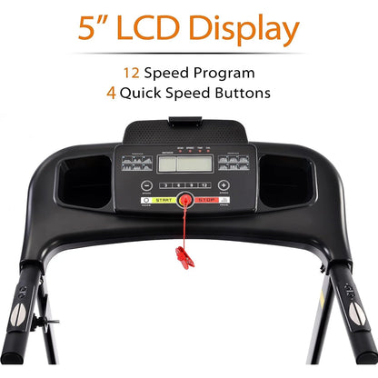 2.5HP Folding Maual incline Treadmill with MP3 Speaker Running Walking Jogging High Weight Capacity Exercise Machine 12 Automatic Programs for Home Office,Black