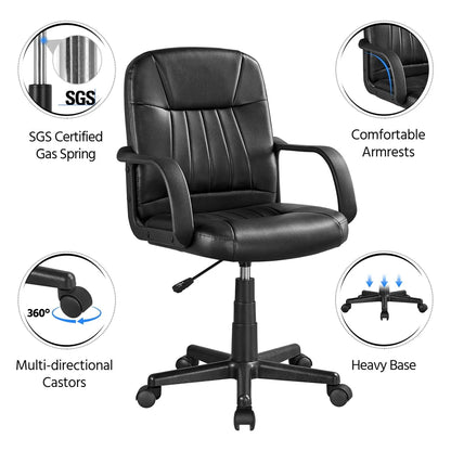 Topeakmart 2PCS Faux Leather Adjustable Swivel Office Chair for Home Office, Black