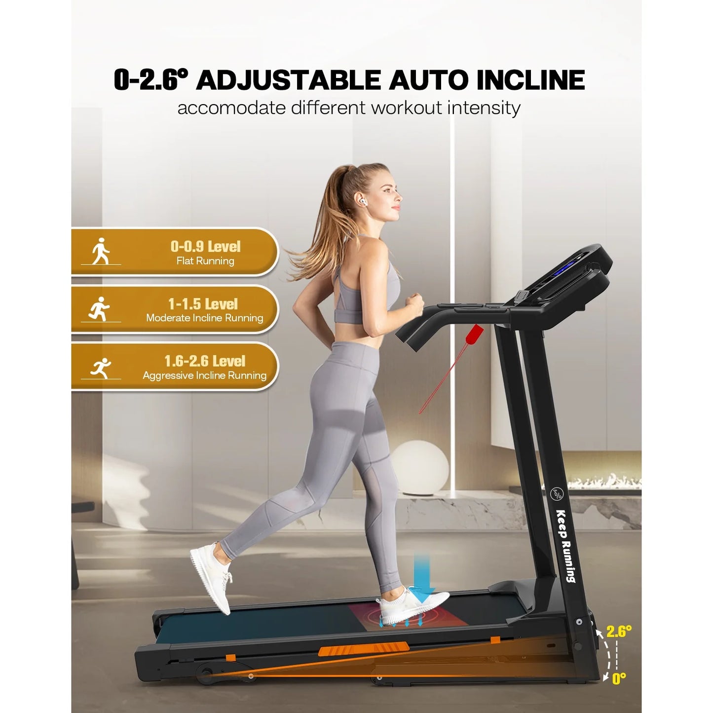 3.5HP 330 LBS Weight Foldable Electric Running Walking Machine with Bluetooth/APP for Home, Fitness Jogging Exercise, Easy Installation and Space Saver for Home Office Gym