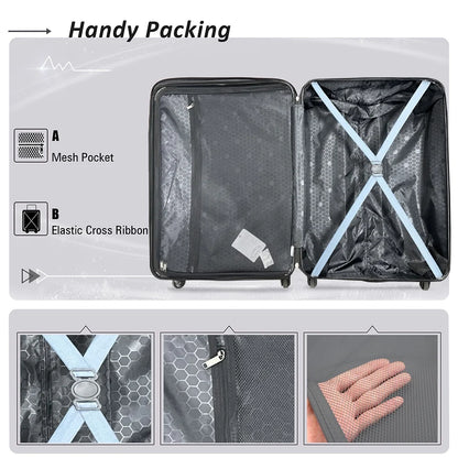 3 Piece Blue Luggage Travel Set, 20" 24" 28" Carry on Luggage with Spinner Wheels, Lightweight Hard Case Luggage Travel Suitcase Christmas Gifts for Business Trip Holiday Travel Cruise