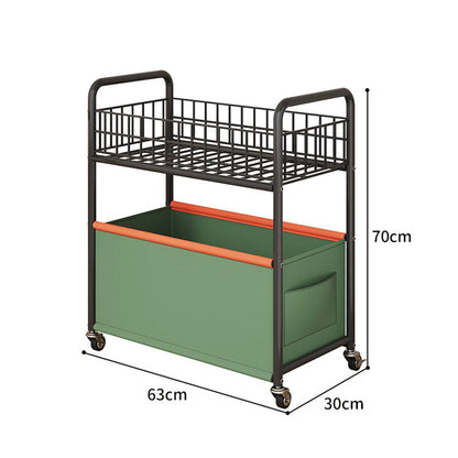 Cuticate 2-tier Rolling Utility Cart Movable Rolling Cart for Nursery Playroom Office Large
