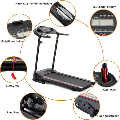 Holiday Clearance 2.5HP Folding Maual incline Treadmill with MP3 Speaker Running Walking Jogging High Weight Capacity Exercise Machine 12 Automatic Programs for Home Office,Black