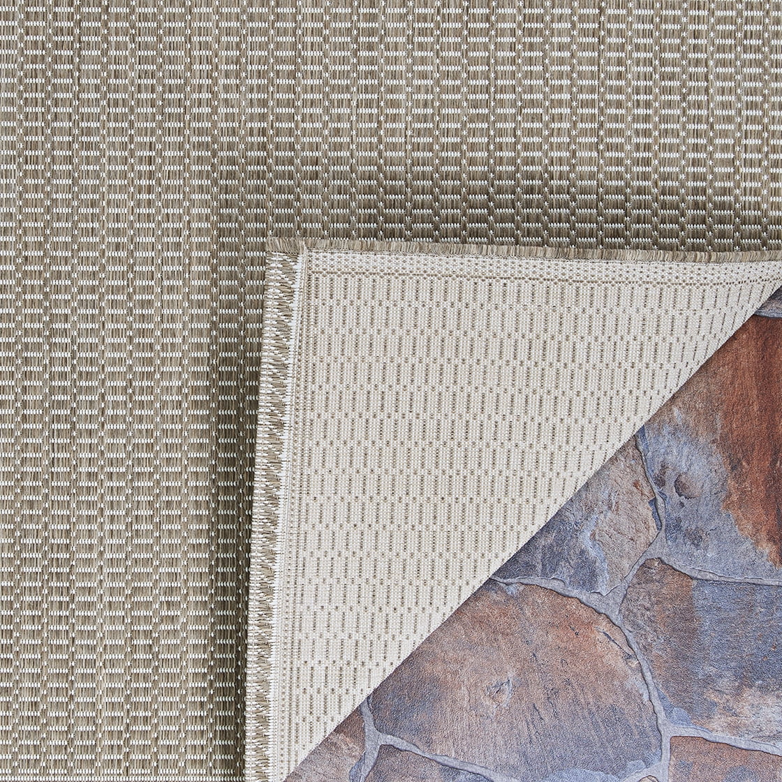 Couristan Recife Saddle Stitch 5'3" X 7'6" Ivory- Taupe Outdoor Rug