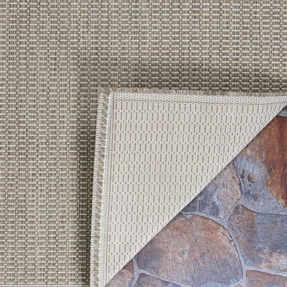 Couristan Recife Saddle Stitch 5'3" X 7'6" Ivory- Taupe Outdoor Rug