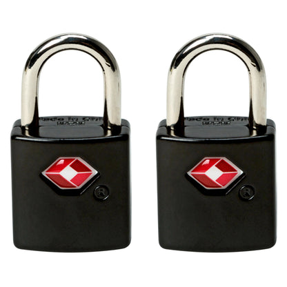 Protege 2 Pack Travel Zinc Alloy Suitcase Luggage Locks with Keys, Black