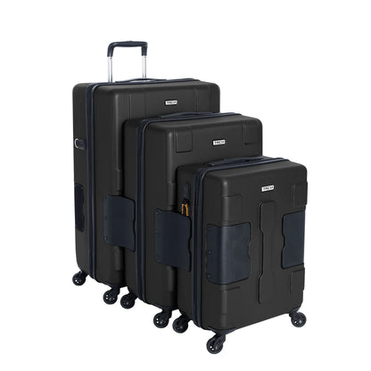 TACH V3 Lightweight 3pc Hardside Luggage Suitcase Set w/Charge Ports, Black