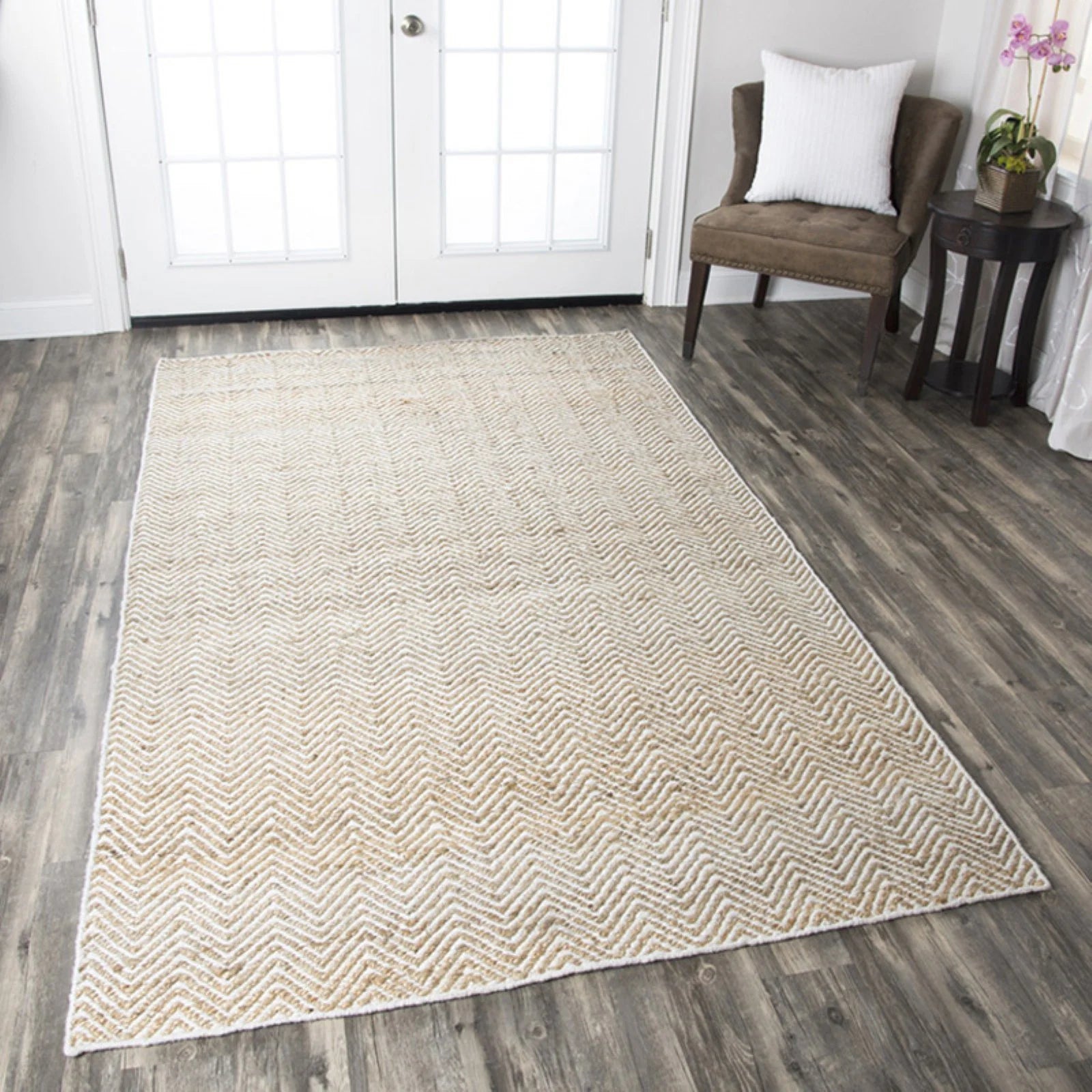 Rizzy Rugs Ellington Area Rug EG9035 Natual Chevron Striped 8' x 10' Rectangle