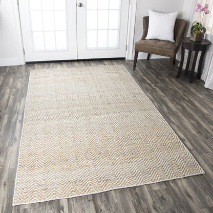 Rizzy Rugs Ellington Area Rug EG9035 Natual Chevron Striped 8' x 10' Rectangle