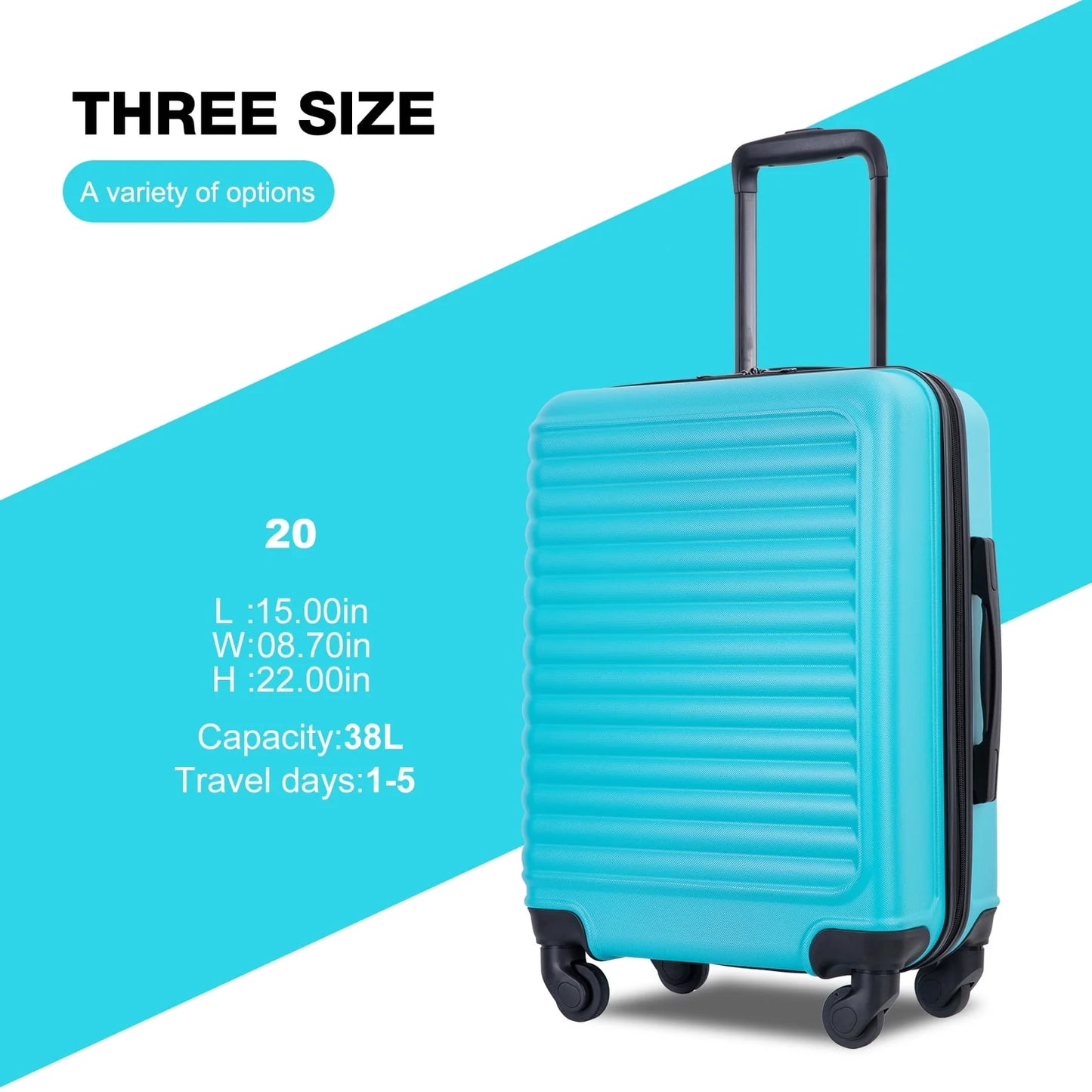 Travelhouse Underseat Hardshell Carry On Luggage 20" Lightweight Hardside Suitcase With Silent Spinner Wheels.(Light Blue)